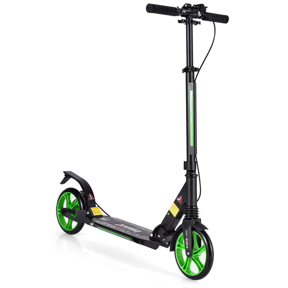 Sportskoter – med aluminium fotbräda Scooter Rull höjdjusterbar Kick hopfällbar Svarta och gröna hjul – Grön