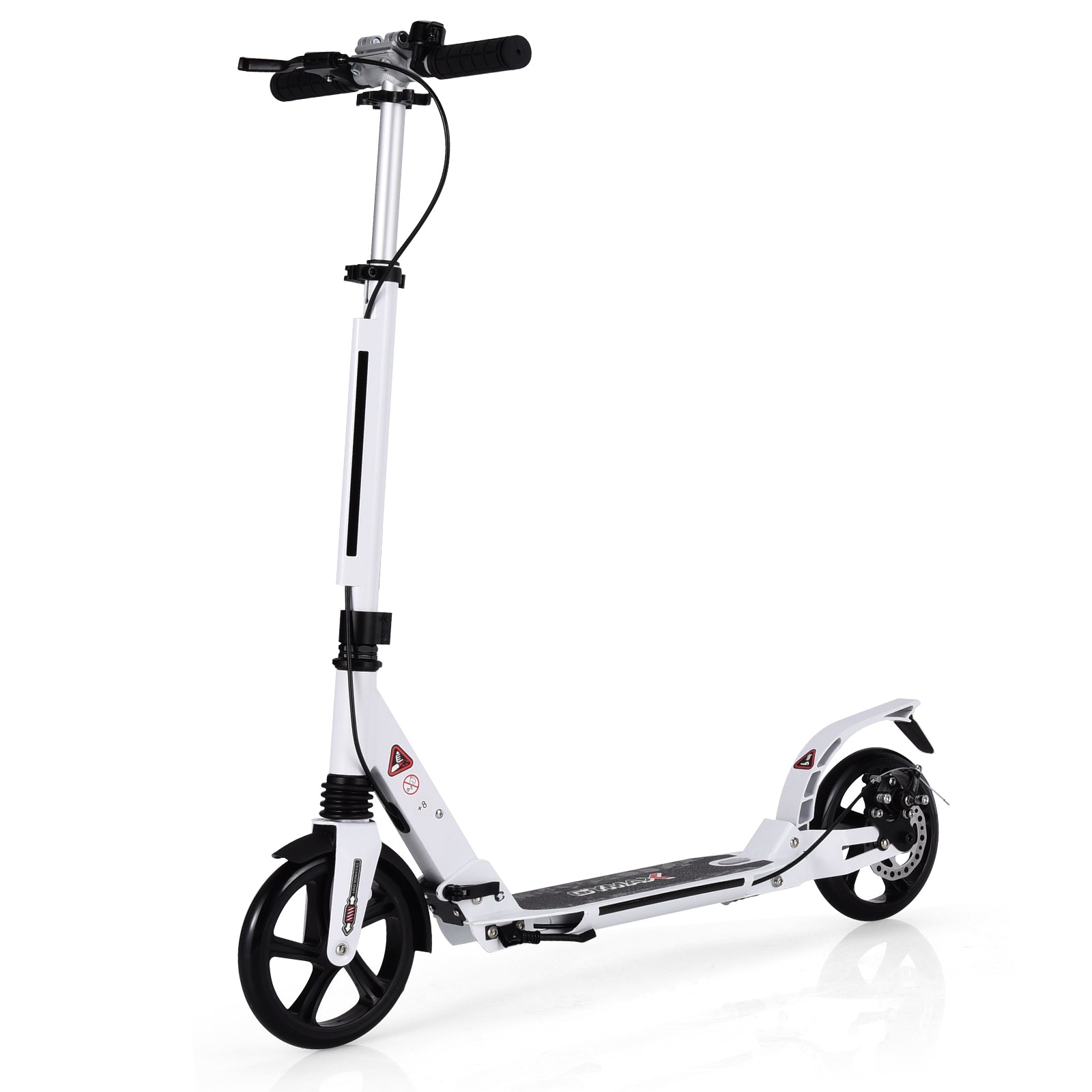 Kickscooter – med ringklocka och bärrem Roller höjdjusterbar hopfällbar – Vit