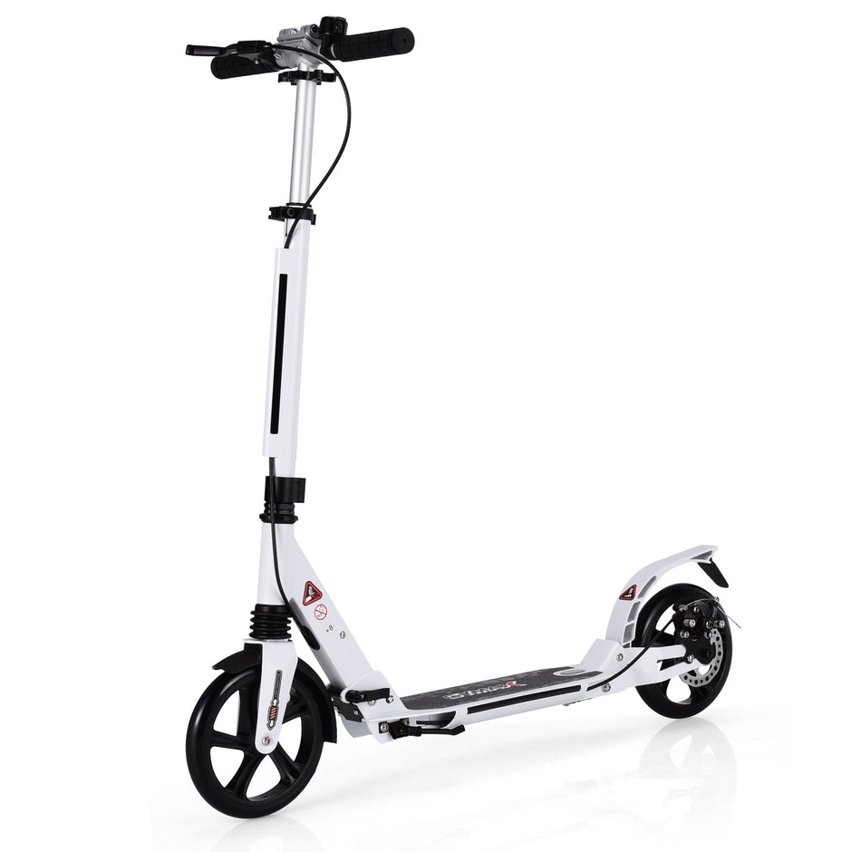 Kickscooter – med ringklocka och bärrem Roller höjdjusterbar hopfällbar – Vit