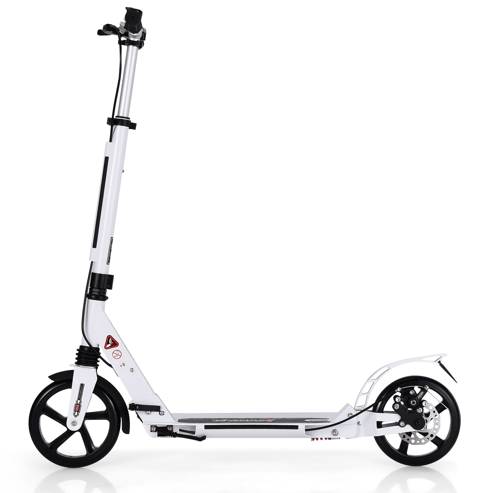 Kickscooter – med ringklocka och bärrem Roller höjdjusterbar hopfällbar – Vit