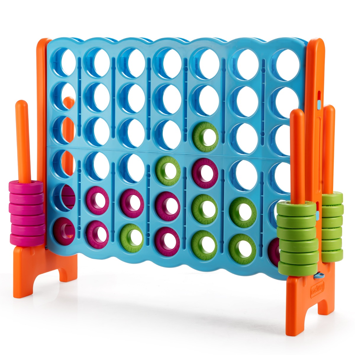 Fyra – i rad spel i med jumboringar Blå + – 42 120 x 42 x 104 cm – Orange