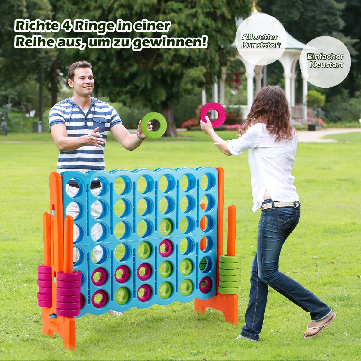 Fyra – i rad spel i med jumboringar Blå + – 42 120 x 42 x 104 cm – Orange
