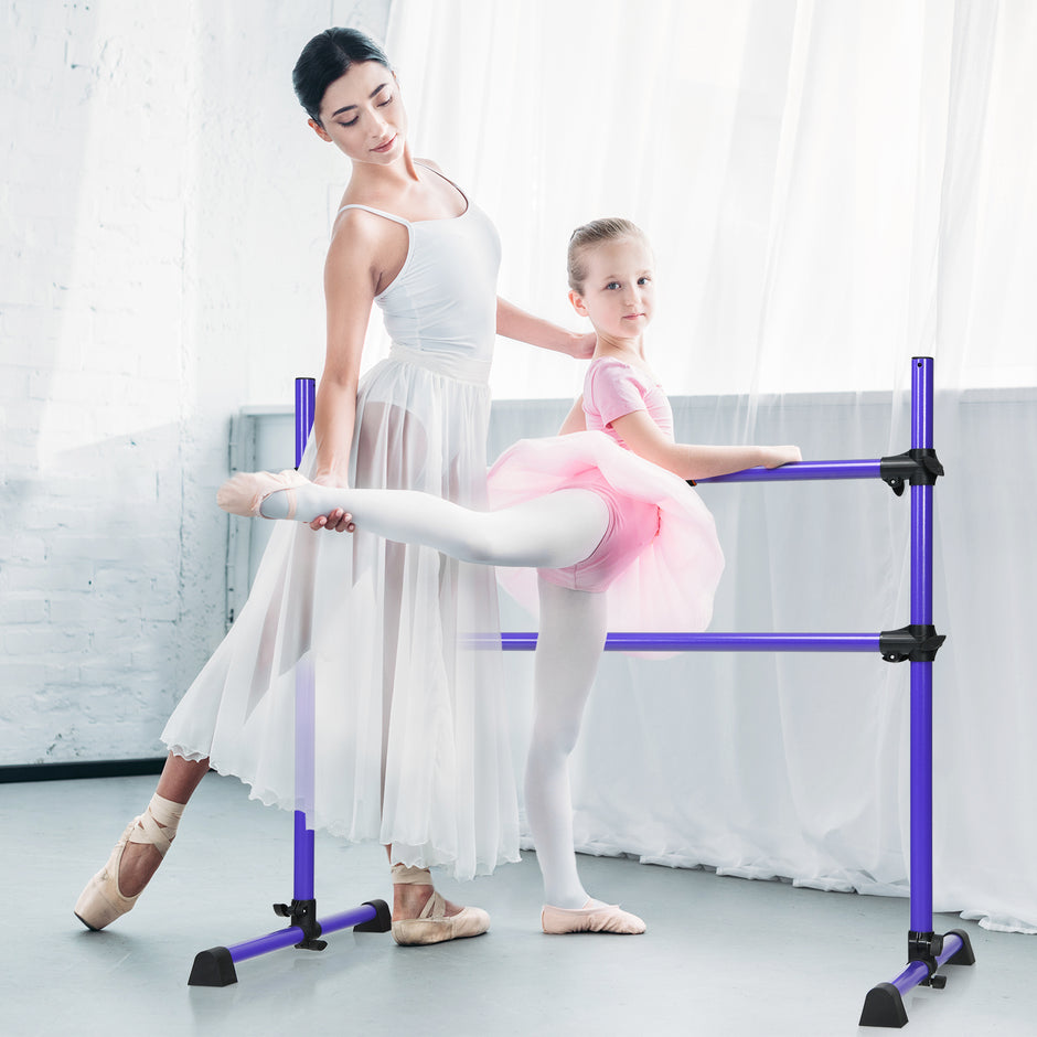 Balettstång – Balett/stretchstång Höjdjusterbar mobil – 124,5 x 71 x 120 cm – Lila