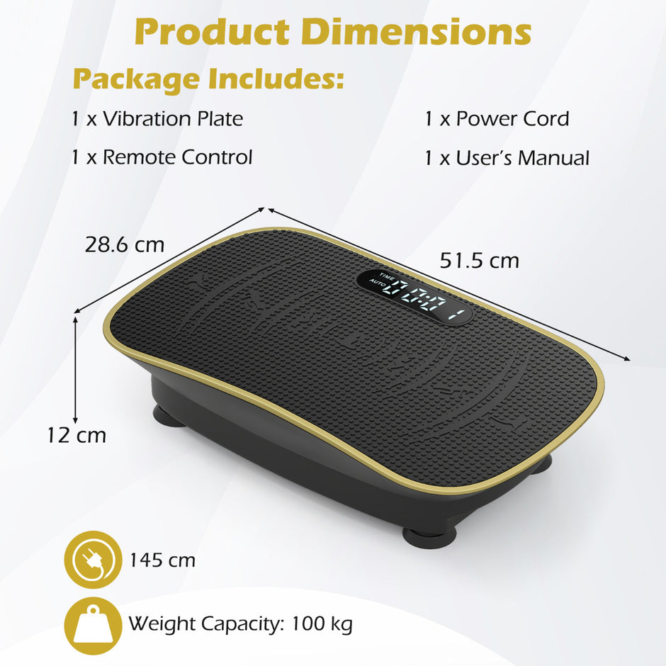 Vibrationsplatta – med Hastighetsnivåer och Fjärrkontroll Vibrationstränare LED Display – 10 – Svart