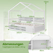 Hussäng – Barnsäng i husform med fallskydd och lamellram fack – 200 x 90 cm 14 – Vit