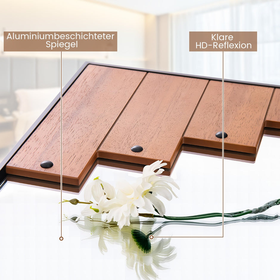 Rektangulär – spegel med träram rustik tvåvägskrok – 60 x 95 cm – Trä