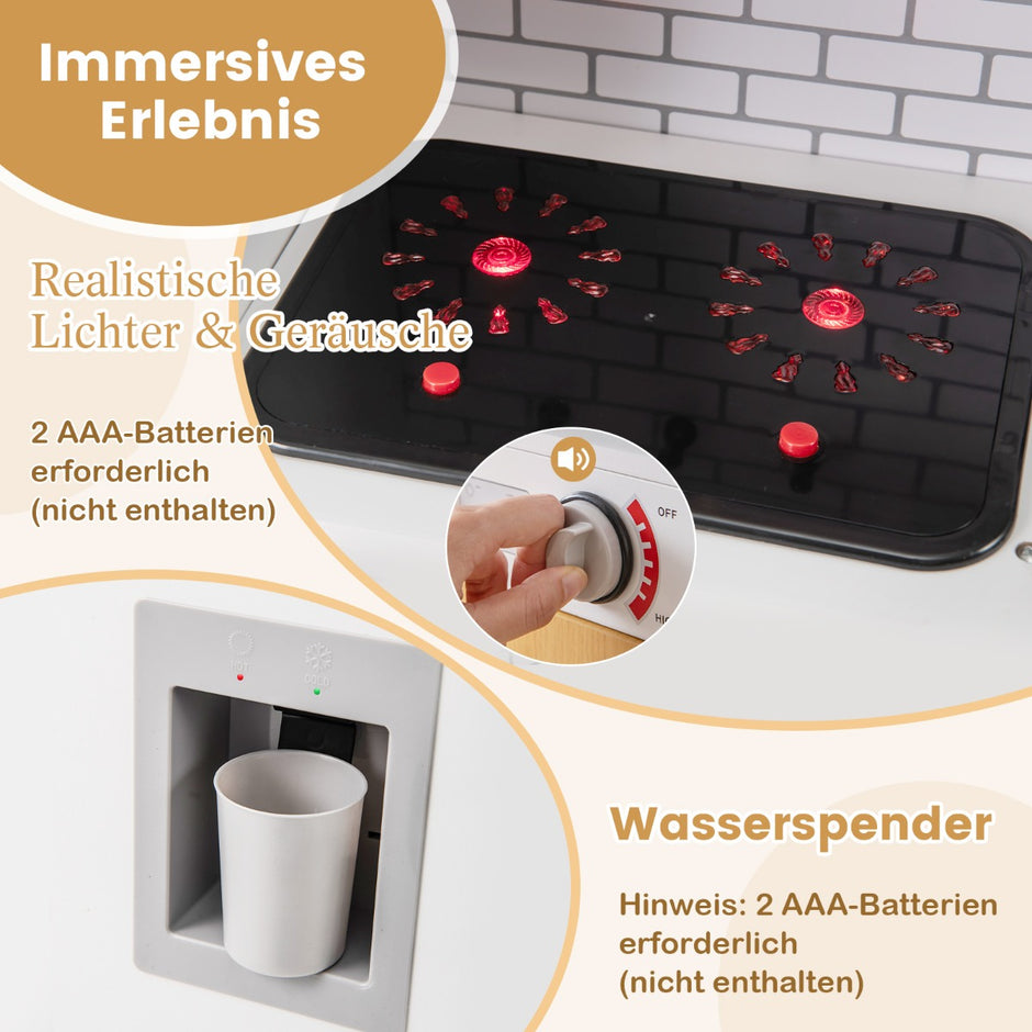 Barnkök – med tillbehör Lek köksleksaksset ugn och tvättmaskin – Vit