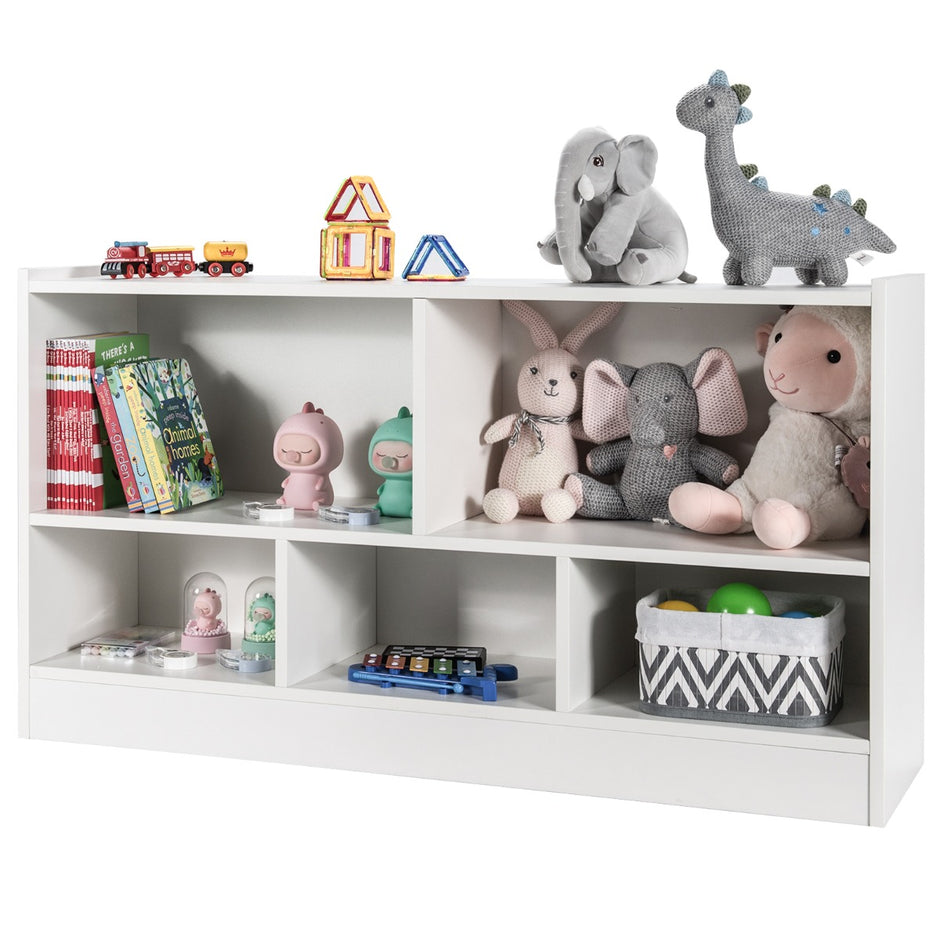 Barnleksaksskåp – av trä Barnhylla Bokhylla – 111 x 30 x 61,5 cm – Vit
