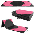 Vikbar – träningsmatta av syntetiskt läder med kardborrefästen och bärhandtag – 300 x 117 x 5 cm – Rosa