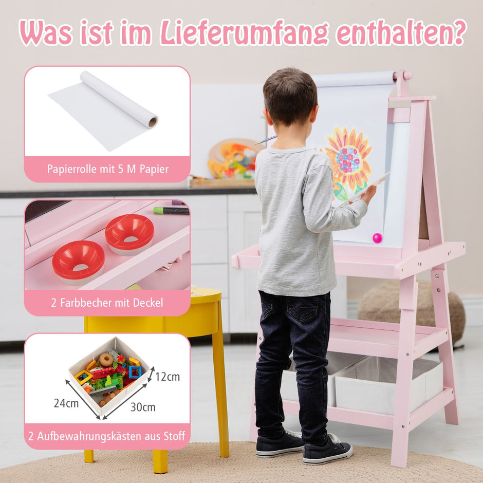 i – barnstafli dubbelsidig whiteboard och svarta tavla ritpapper – 3 1 – Rosa