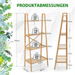 Stegehylla – av bambu med anti lutningsskydd nivåer bokhylla – 4 60 x 35,5 x 148 cm – Natur