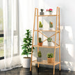 Stegehylla – av bambu med anti lutningsskydd nivåer bokhylla – 4 60 x 35,5 x 148 cm – Natur