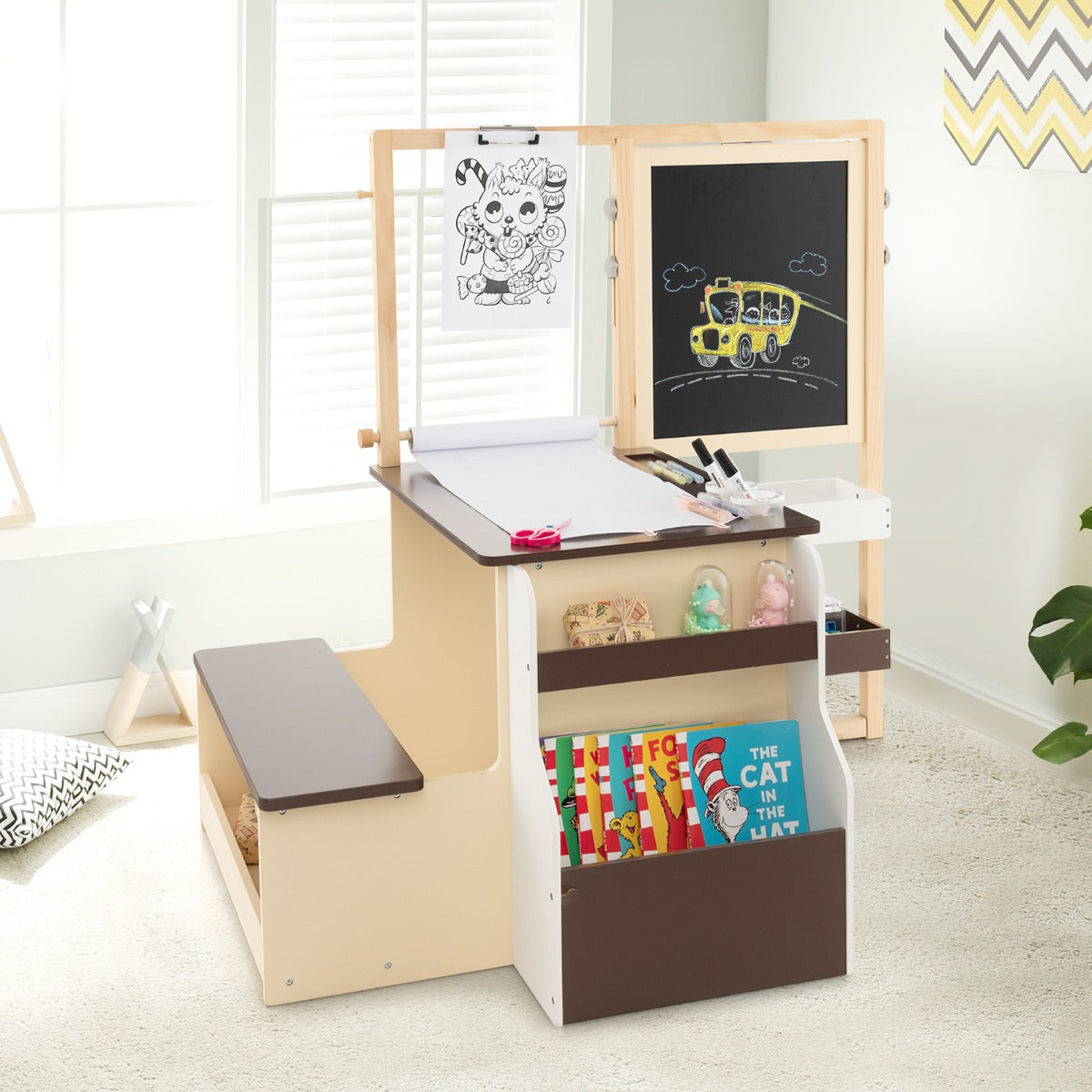 i – barn staffli set med dubbelsidig svarta tavla och whiteboard pappersrulle – 6 1 – Kaffe