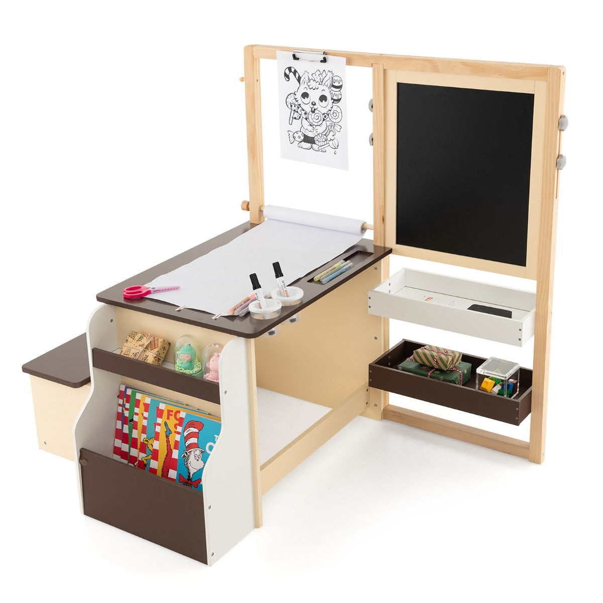 i – barn staffli set med dubbelsidig svarta tavla och whiteboard pappersrulle – 6 1 – Kaffe