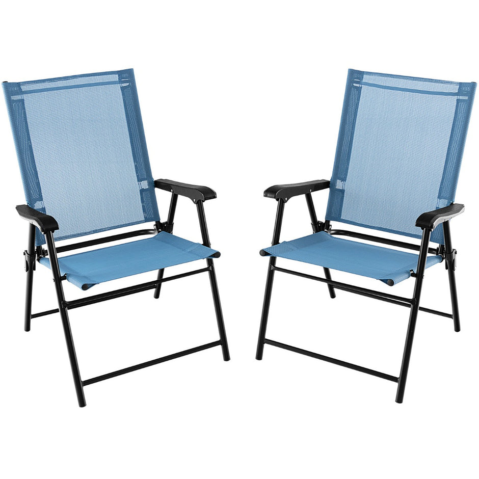 Solstolar – Set med hopfällbara uteplatsstolar – 2 65 x 60 x 93 cm – Blå