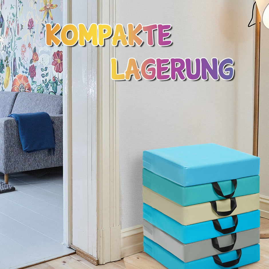 Set – med barnstolsdynor handtag golvkuddar dragkedja fyrkantig – 6 – Ljusblå