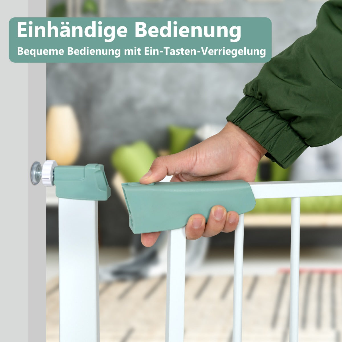Babydörrgrind – trappgrind i metall utan borrning – 80-132 cm 80-130 x 2 x 76 cm – Vit