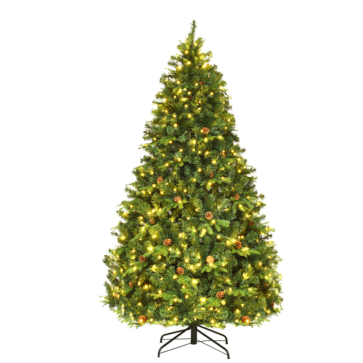 Konstgjord – julgran med LED ljus Grön – 210/225/240 cm 210 cm – Varmvit