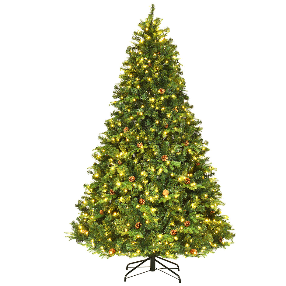 Konstgjord – julgran med LED ljus Grön – 225 cm – Varmvit