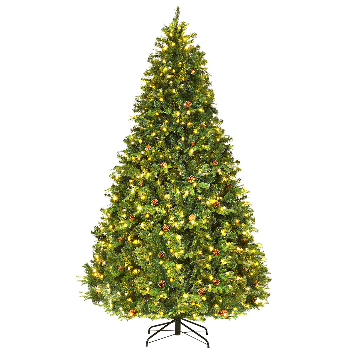 Konstgjord – julgran med LED ljus Grön – 210/225/240 cm 240 cm – Varmvit