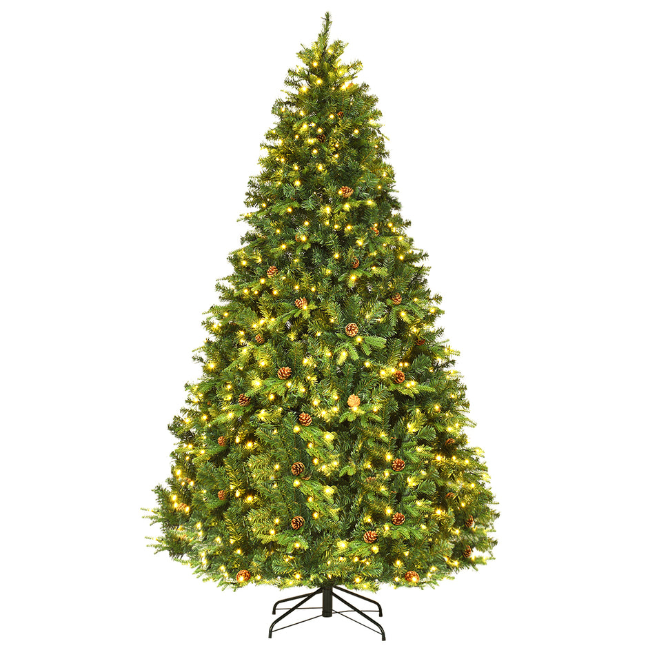 Konstgjord – julgran med LED ljus Grön – 210/225/240 cm 240 cm – Varmvit