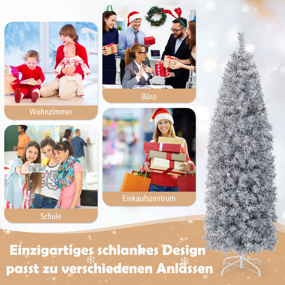 Konstgjord – penna julgran med kallvita lysdioder Slim White + Black – 250 180 cm – Svart och vit