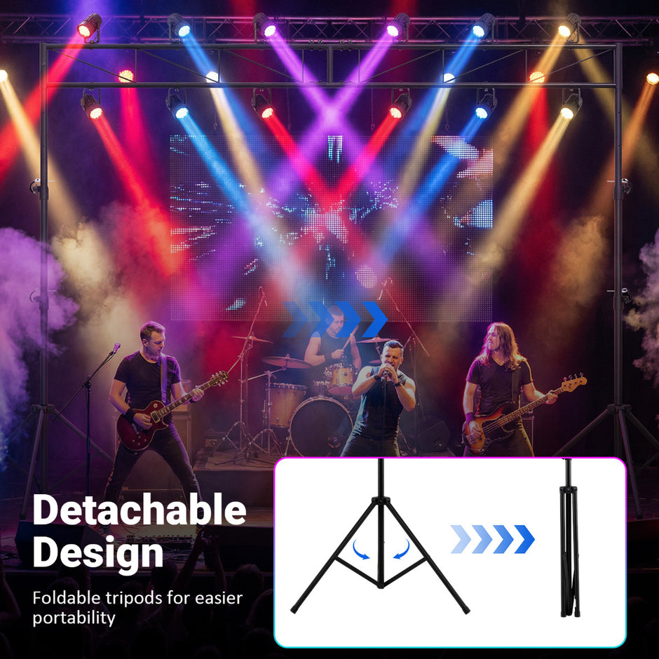 Långt – lightstativ med tvärarm, höjdbart DJ lampstativ – 140-265 cm 360 cm – Svart