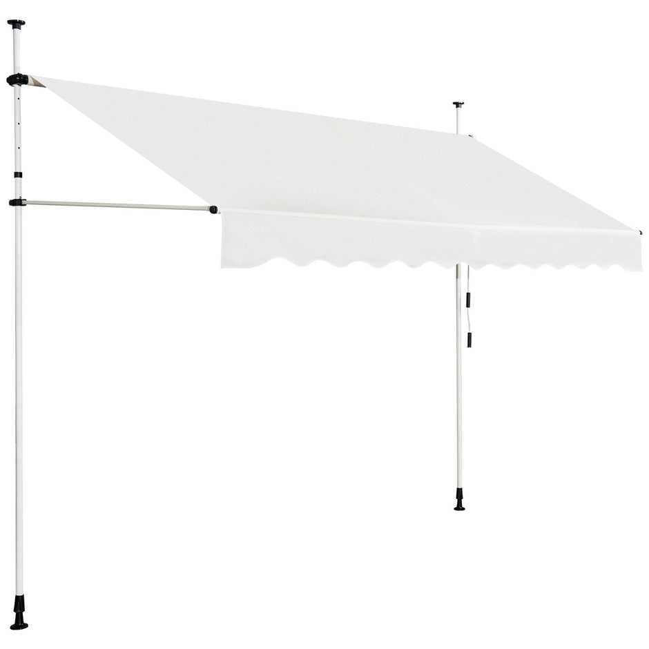 Utdragbart – solskydd med manuell vev höjdjusterbar – 250 x 120 cm – Beige