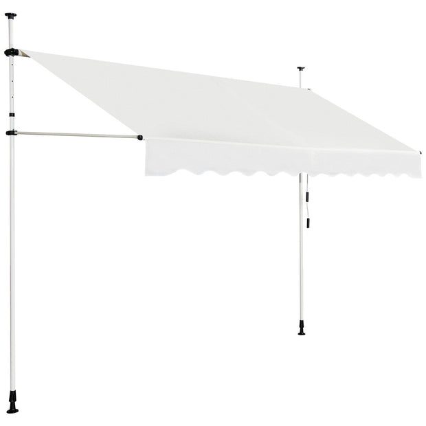 Utdragbart – solskydd med manuell vev höjdjusterbar – 250 x 120 cm – Beige