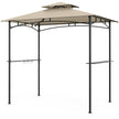Grillpaviljong – med dubbeltak och sidhyllor krokar, trädgårdspaviljong BBQ – 2 6 242 x 150 cm – Beige