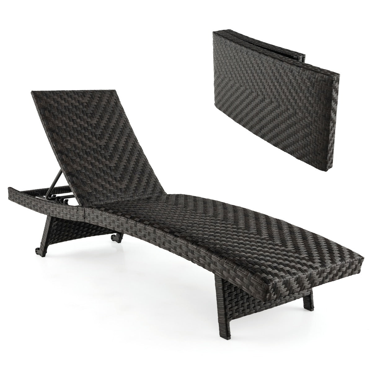 Terrass – solstol Rotting med nivå justerbart ryggstöd Mix Brown – 5 195 x 61 x 38-97 cm – Brun