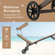 Uteplats – solstol utomhus med hjul strand av metall – Brun