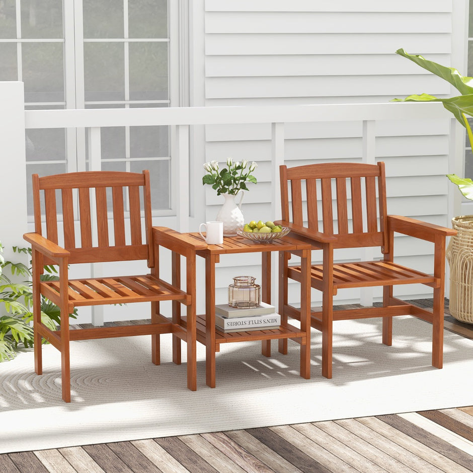 delat – bistroset i trä med stolar och bord hål för – 3 2 – Natur