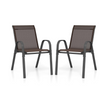 Set – med stapelbara trädgårdsstolar gjorda av textilen och metallram – 2 56 x 70 x 84 cm – Brun