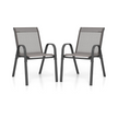 Set – med stapelbara trädgårdsstolar av textilen och metallram – 2 56 x 70 x 84 cm – Grå