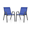 Set – med stapelbara trädgårdsstolar gjorda av textilen och metallram – 2 56 x 70 x 84 cm – Blå