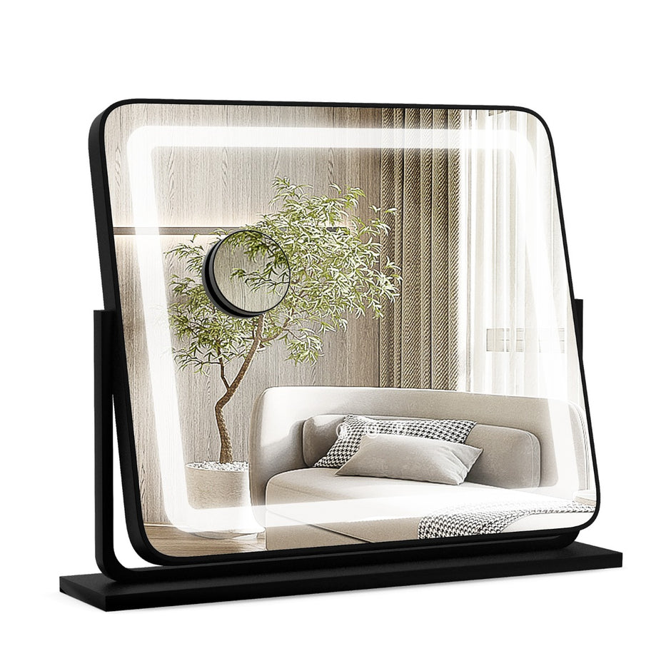 Bords – LED upplyst spegel med lampor – 56 x 12 x 48 cm – Svart