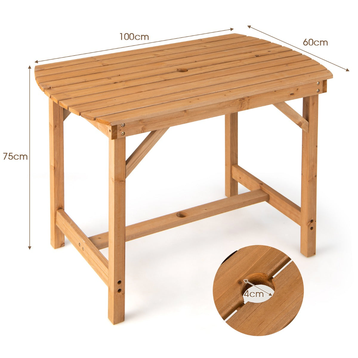 Bord – av granträ Terrass Naturligt – 100 x 60,5 x 75 cm – Natur