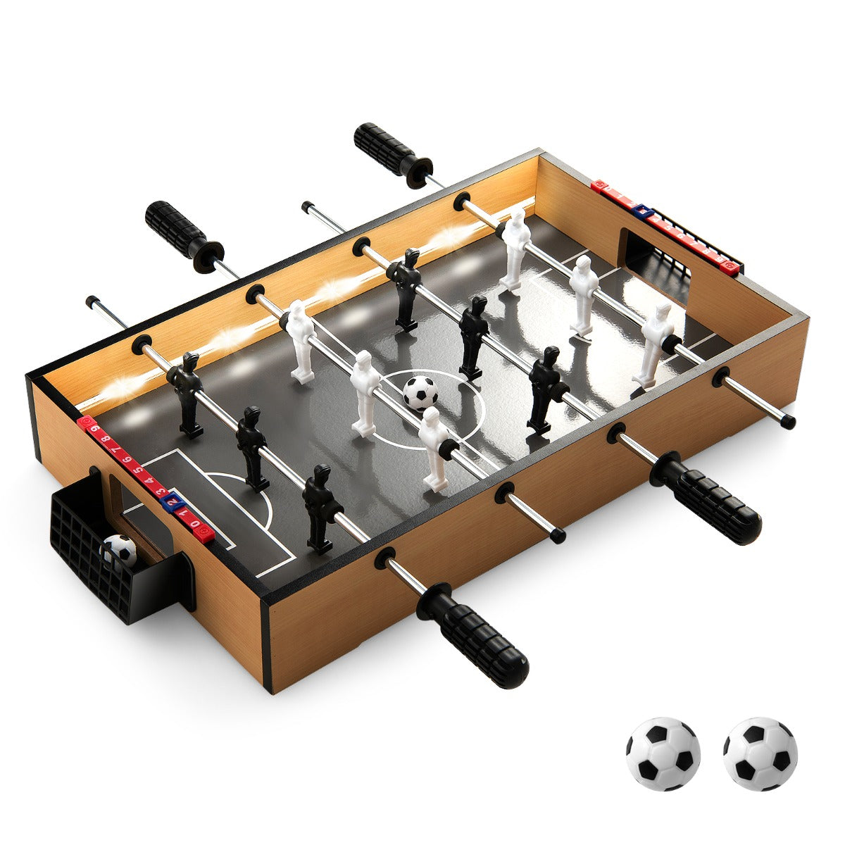 Bordsfotboll – inklusive fotbollar och LED ljus mini spelbord – 2 – Natur
