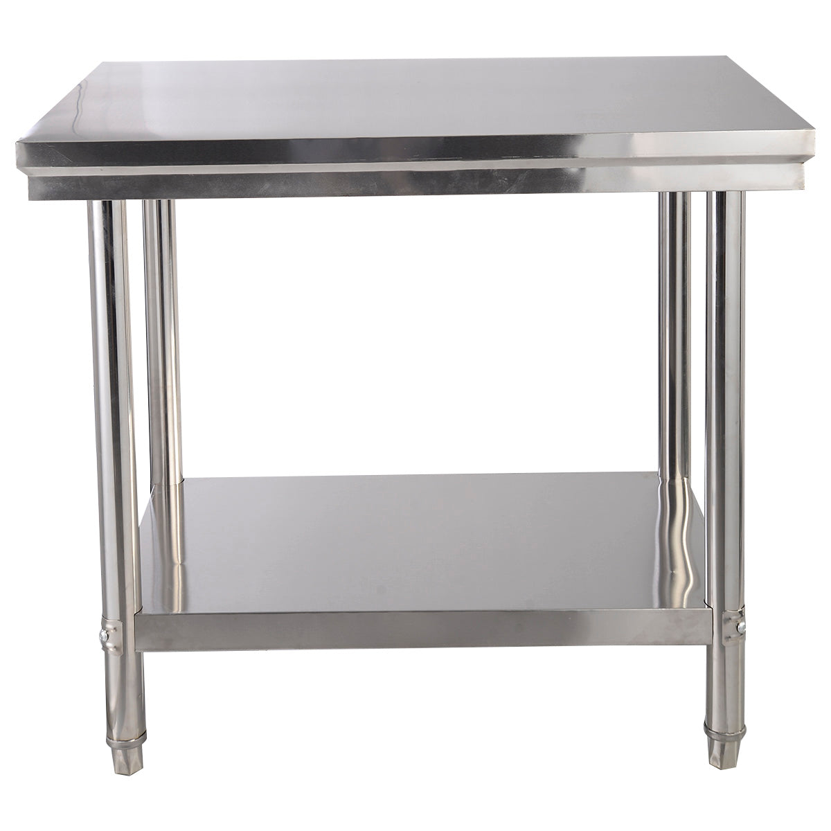 Köksbord – i rostfritt stål arbetsbord gastrobord med mellanhylla – 92 x 61 x 90 cm – Silver