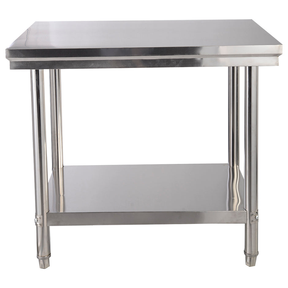 Köksbord – i rostfritt stål arbetsbord gastrobord med mellanhylla – 92 x 61 x 90 cm – Silver