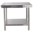 Köksbord – i rostfritt stål arbetsbord gastrobord med mellanhylla – 92 x 61 x 90 cm – Silver