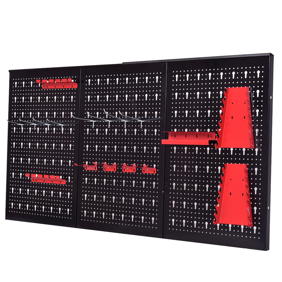 Verktygsvägg – perforerad verkstadsvägg med st. verktygshållare set expanderbar – 17 120 x 60 cm – Svart