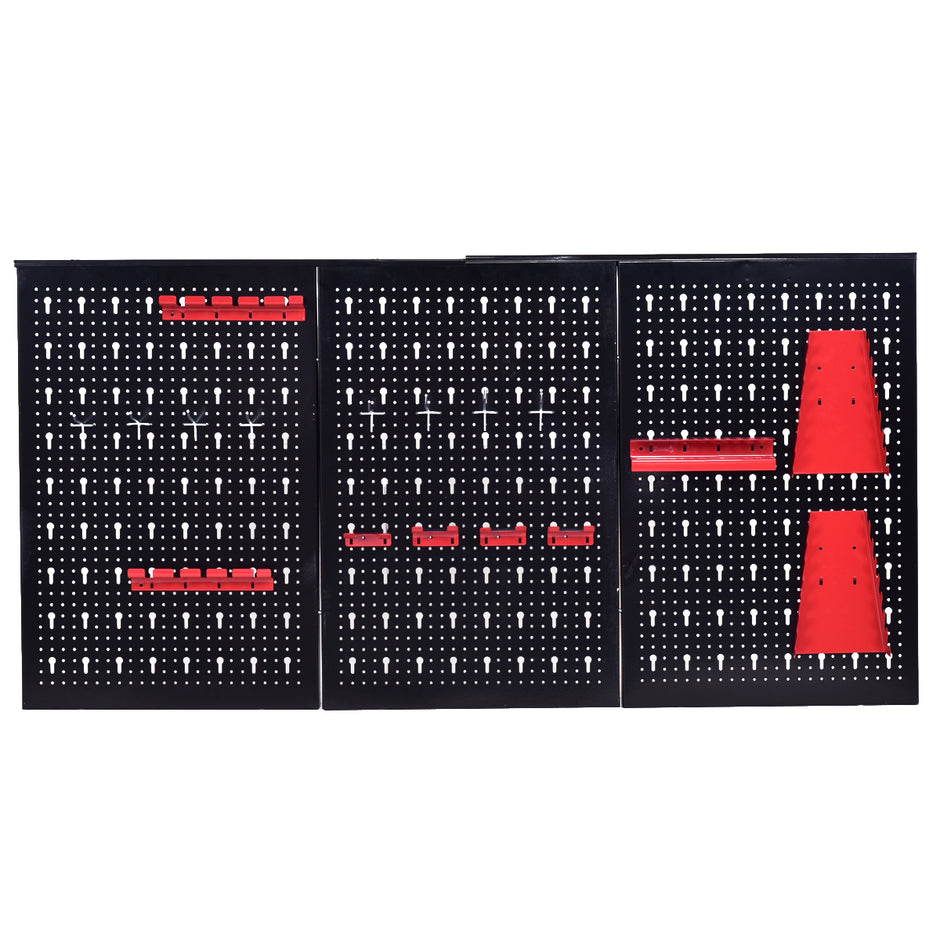 Verktygsvägg – perforerad verkstadsvägg med st. verktygshållare set expanderbar – 17 120 x 60 cm – Svart
