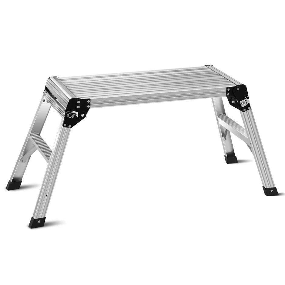 Aluminiumplattform – Fällbar arbetsbänk Stege Arbetsplattform – 150 kg – Silver