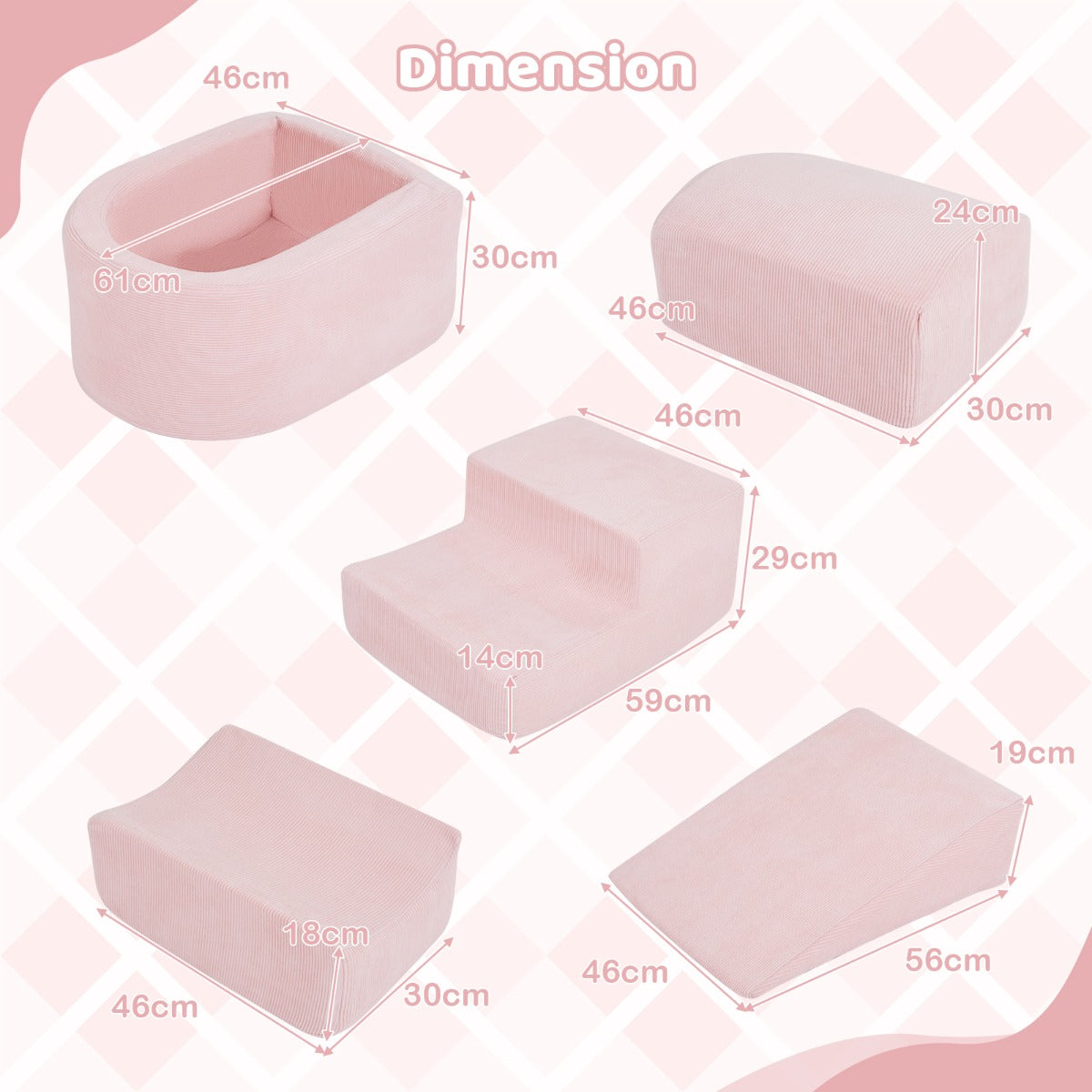 pack – skumbytteklossar med bollgrav (utan bollar) och snörklädsel klätterblock leksaksbyggklossar – 5 – Rosa