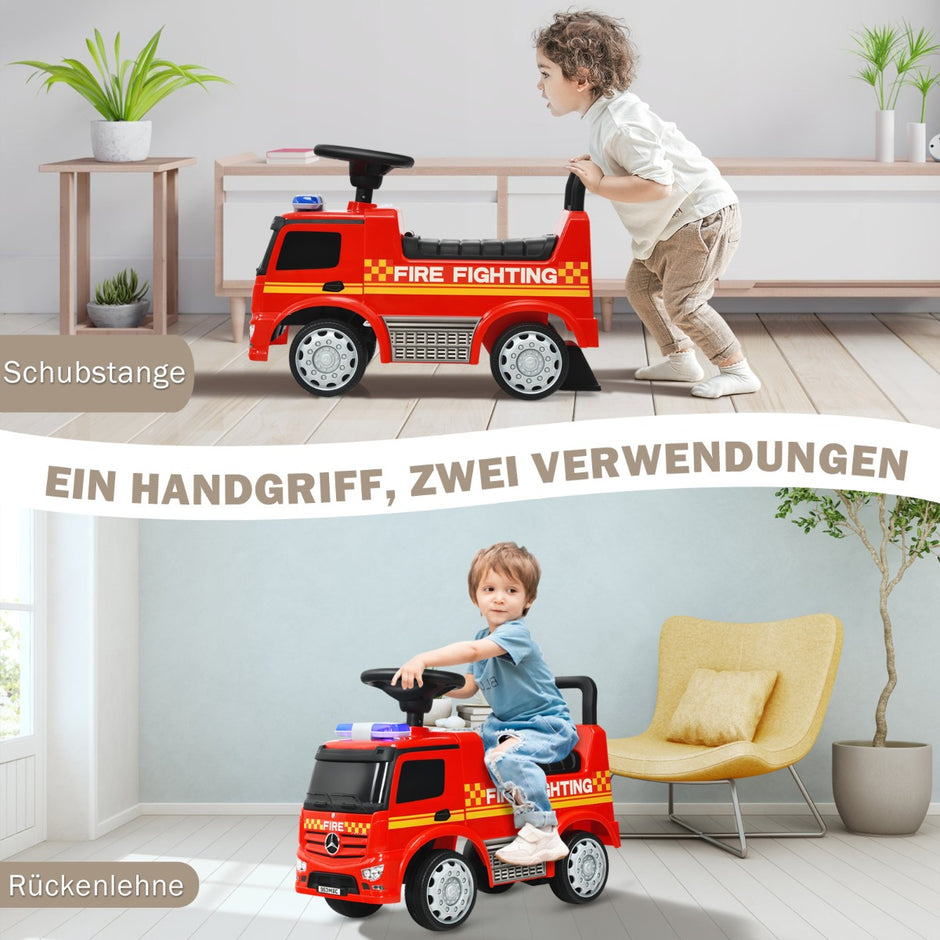 Barnbrandbil – licensierad Mercedes Benz skjutbil – 62 x 29 x 43 cm – Röd