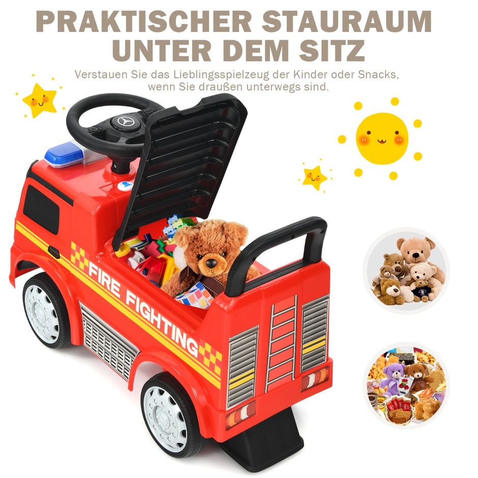 Barnbrandbil – licensierad Mercedes Benz skjutbil – 62 x 29 x 43 cm – Röd