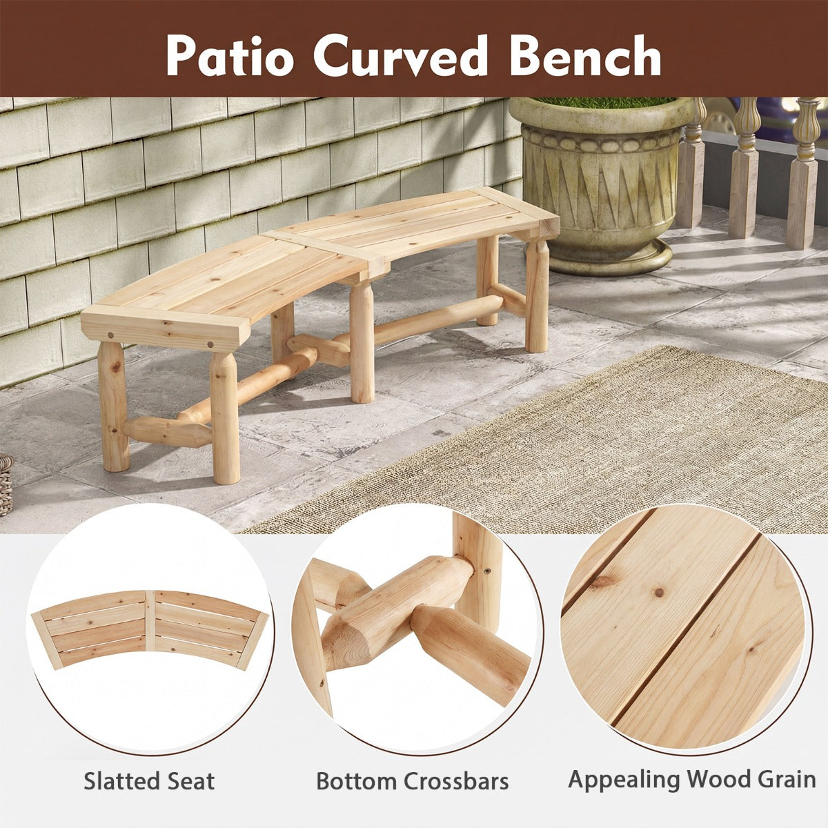 Trädgårdsbänk – utan ryggstöd för sitthållare väderbeständig träbänk upp till belastbar naturlig – 2-3 325 kg – Natur