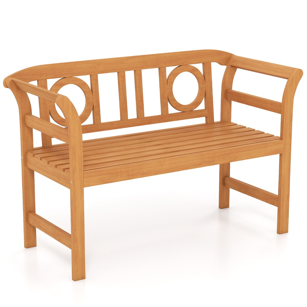 Väderbeständig – träbänk, belastbar upp till kg, sits Friesbänk i akacieträ, sittbänk O form – 360 2 – Natur